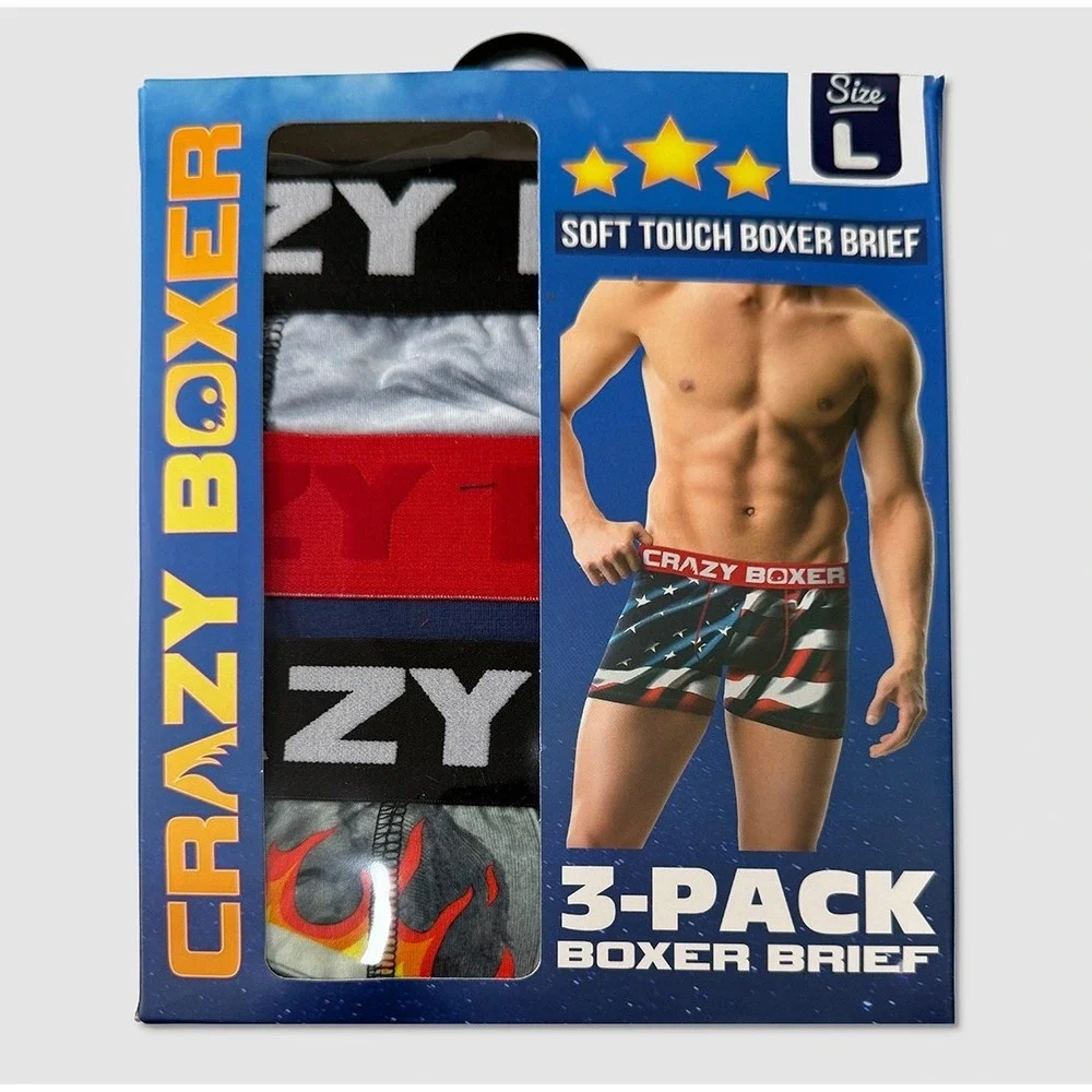 Crazy Boxer Briefs / Underwear - NEW Mens Large Multicolor 3-Pack - #49614-K7